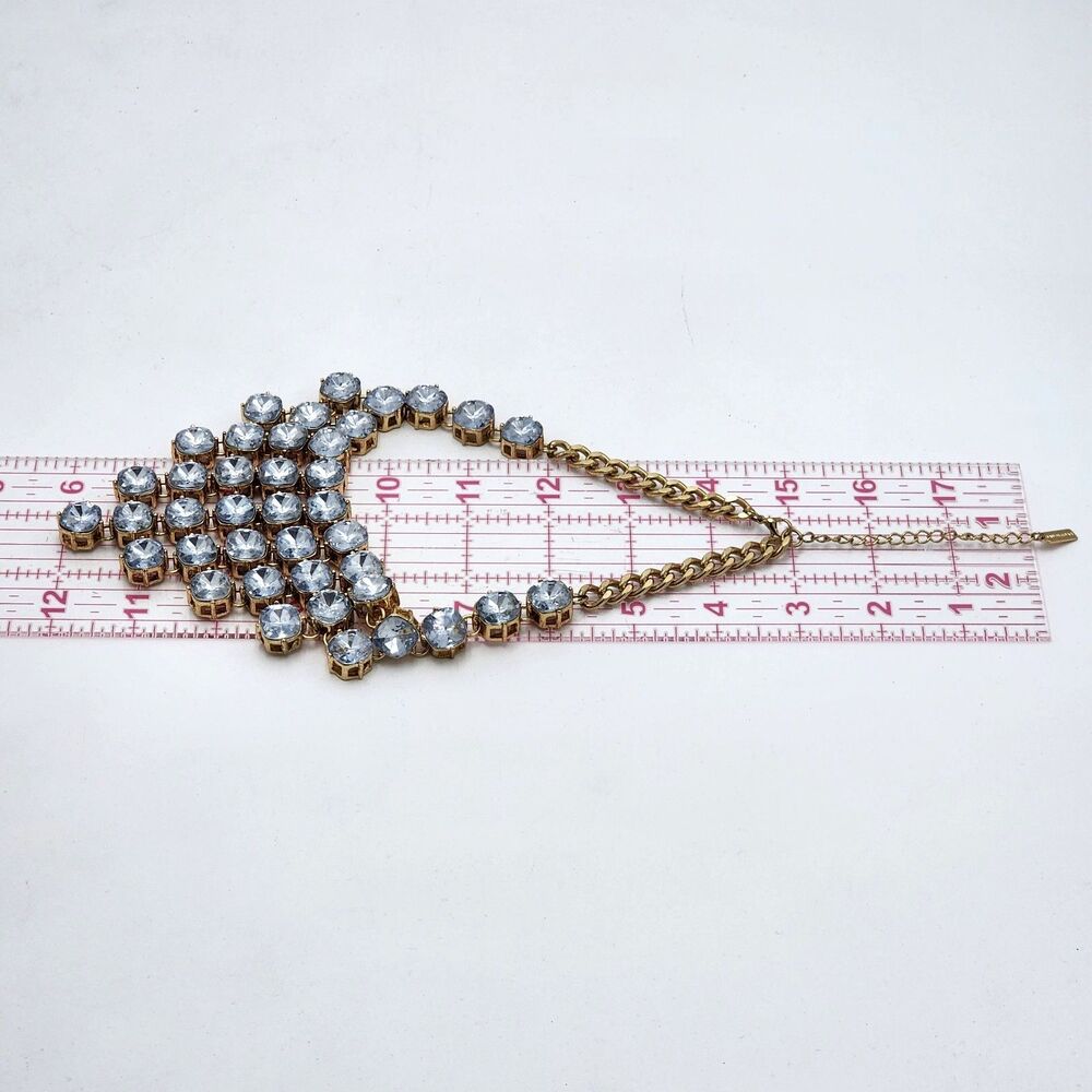 BaubleBar Vintage Large Jewel Light Blue Bib Statement Necklace 13" Gold Chain - Picture 6 of 6